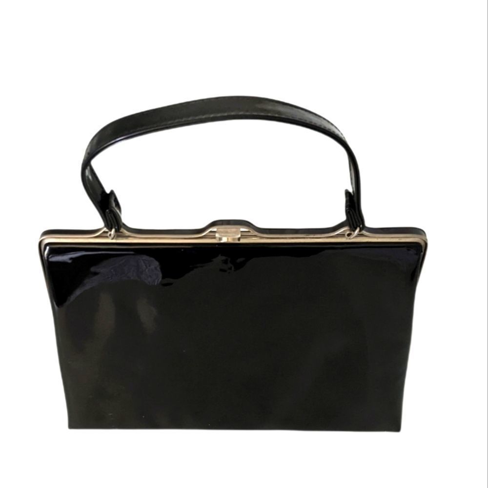Vintage DOVER Black Patent Leather Pocketbook Purse Handbag